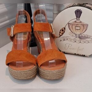 Kanna Made In Spain Suede Espardille Sandals Sz 37/6.5M Pre-Owned